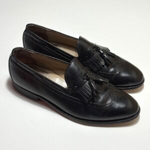 Johnston & Murphy Tassel Loafers Men's 8.5 Black Leather Wingtip Dress Shoes